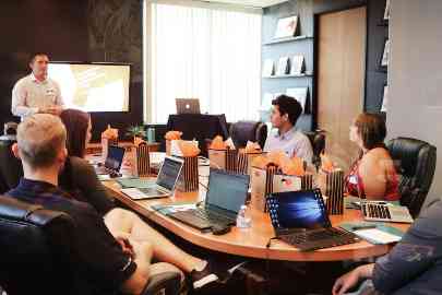 Team in a corporate workforce training session